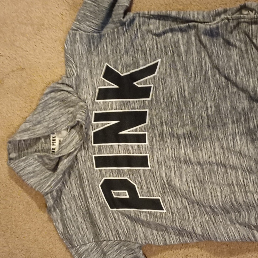 PINK, turtle neck hoodie